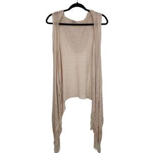 Charming Charlie Open Front Handkerchief Hem Lightweight Hooded Cardigan Small